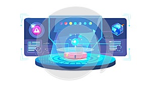 Interactive Holographic User Interface Display, vector design Generative AI