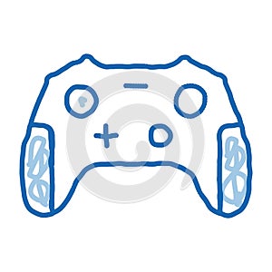 Interactive Kids Video Games Gamepad doodle icon hand drawn illustration