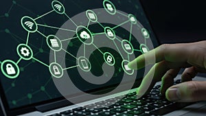 Interactive network security interface on laptop screen