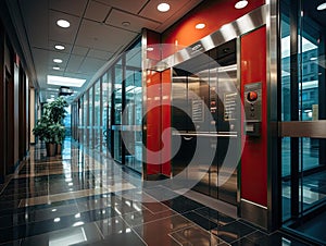 Interactive office elevator conducting virtual briefings