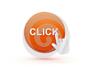 Interactive orange click button with hand icon