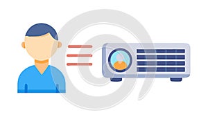 Interactive Projector Presentation, User Experience Technology, vector design Generative AI