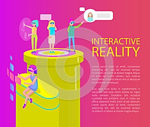 Interactive Reality Cartoon Banner Vector Set