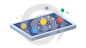 Interactive Solar System Display, Digital Astronomy Space Education, vector design Generative AI