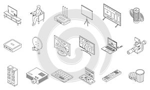 Interactive tv icons set vector outline