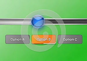 Interactive User Interface with Blue Button and Choice Options on Green Background