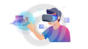 Interactive Virtual Environment with Hand Gestures, vector design Generative AI