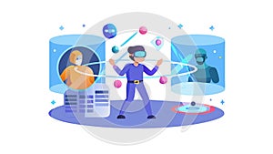 Interactive VR Experience, Immersive Digital World Exploration vector design Generative AI