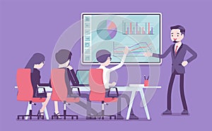 Interactive whiteboard, smart board presentation for business people