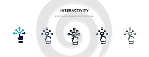 Interactivity icon in different style vector illustration. two colored and black interactivity vector icons designed in filled,