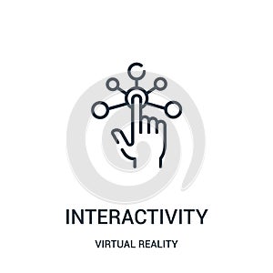 interactivity icon vector from virtual reality collection. Thin line interactivity outline icon vector illustration