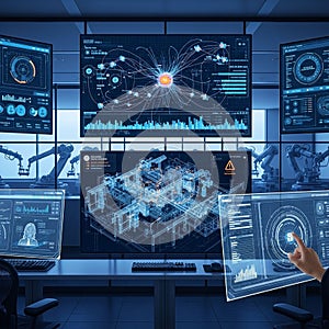 Interacts with a transparent touchscreen interface indicating a