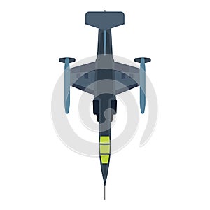 Interceptor aircraft military illustration aviation top view vector icon. Jet fighter navy plane attack. Warfare speed vehicle photo