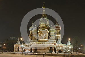 Intercession cathedral St Basils in night photo