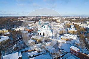 Intercession Cathedral in the winter cityscape. Gatchina, Russia