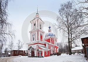 The Intercession Church in Pereslavl Zalessky town in winter, Russia