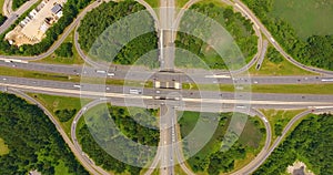 Interchange on I-495 aerial view, Littleton, Massachusetts, USA