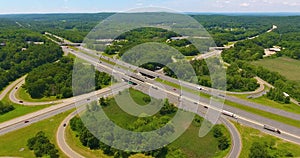 Interchange on I-495 aerial view, Littleton, Massachusetts, USA