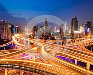 Interchange overpass at night