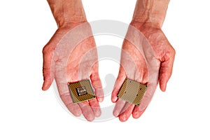 Interchangeable silicon microprocessors for desktop, server, laptop, cpu surface with contacts for installation in the motherboard