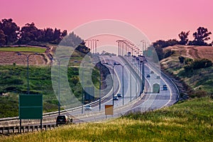 Intercity highway at evening.