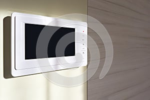 Smart home control panel enhances modern apartment design with sleek features
