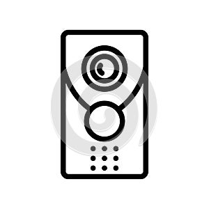 Intercom device with camera icon vector outline illustration