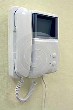 Intercom mounted on wall