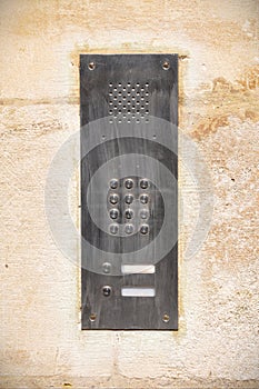 Intercom System Set Into A Stone Wall