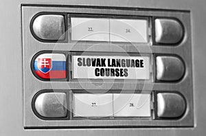 On the intercom there is a button with the flag of Slovakia and the inscription - Slovak language courses