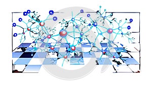 Interconnected Abstract Network Nodes, vector design Generative AI
