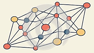 Interconnected abstract network nodes, visualizing complex data flow, vector design Generative AI