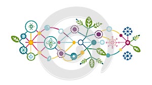 Interconnected Abstract Network Pattern Digital Technology, vector design Generative AI