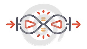 Interconnected abstract shapes, dynamic flow, complex system, data network, vector design Generative AI