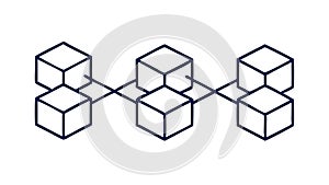 Interconnected blockchain blocks icon, symbolizing secure data and network. vector design Generative AI