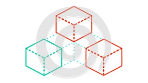 Interconnected Blockchain Cube Network, vector design Generative AI