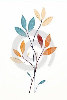 Interconnected Blooms: A Warm and Simple Tri-Color Illustration