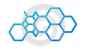 Interconnected Blue Hexagons Network Technology Pattern, vector design Generative AI