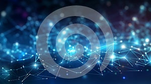 Interconnected Blue Network: A Digital Illustration of Technological Interconnectedness photo