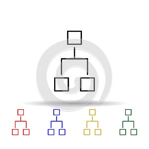 interconnected boxes multi color style icon. Simple thin line, outline vector of web icons for ui and ux, website or mobile