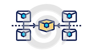 Interconnected Boxes Network, Data Flow & System Integration, vector design Generative AI