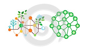 Interconnected Brain Network: Cognitive AI Technology, vector design Generative AI