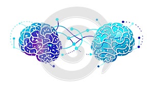 Interconnected Brains, Collaboration and Idea Exchange, vector design Generative AI