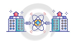 Interconnected Building Network. Urban Data Flow and Smart Infrastructure, Digital City, vector design Generative AI