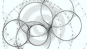 Interconnected circles forming a network pattern visualizing connections in a circular arrangement