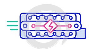 Interconnected Circuit Board Icon: Digital Network Flow, vector design Generative AI