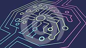 Interconnected Circuit Board Lines, Abstract Technology Network, vector design Generative AI