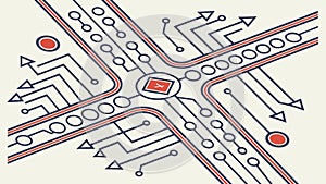 Interconnected Circuit Board Network Vector, vector design Generative AI