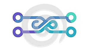 Interconnected Circuit Lines for Technology and Data Flow, vector design Generative AI