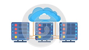 Interconnected Cloud Server Network Concept, vector design Generative AI